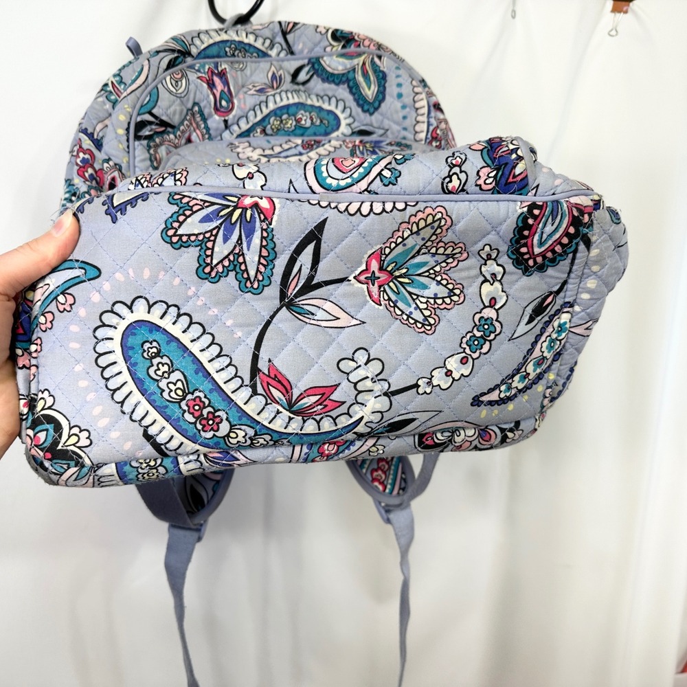 Vera Bradley Iconic Campus Backpack Makani Paisley Blue Quilted Cotton Student - Picture 8 of 10